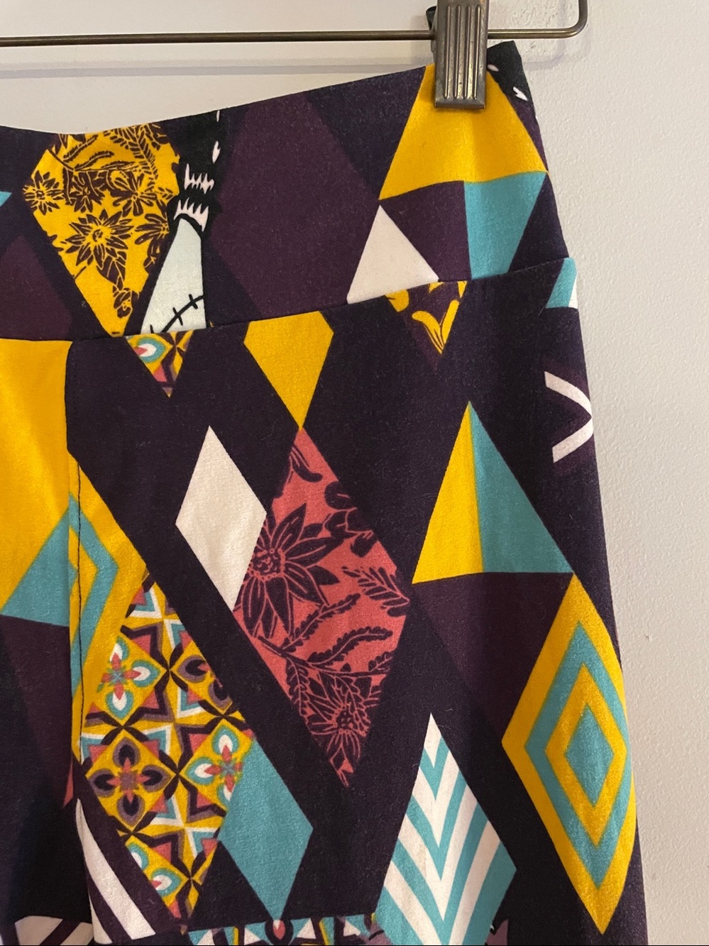 LuLaRoe Kids Geometric & Character Print Leggings in Black, Yellow, Teal & Pink - Picture 4 of 10